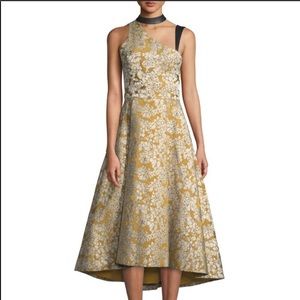 NWOT Alice Olivia Chrissy leather cut yellow dress